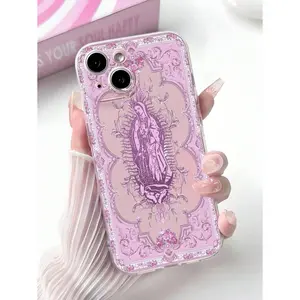 Saint Mary Pattern Clear Phone Case Suitable For IPhone17/IPhone17 Air/IPhone17 Pro/IPhone17 Pro Max/16 Pro Max/15 Pro Max/14 Pro Max/13 Pro Max/12 Pro Max/11 Pro Max