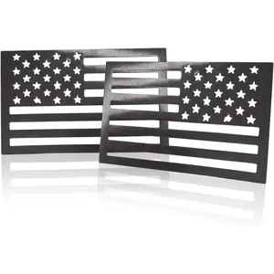American Flag Magnet Decal, 2 Pack 6.1 x 3.7 Inch USA Flag Stickers with Patriotic Stars Reflective Stripes for Cars & Trucks - Support US Military, Suitable for Many Festivals (Black)