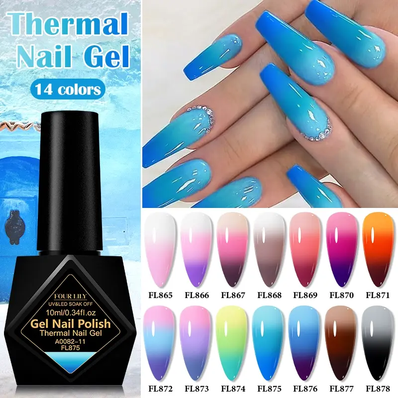 10ML Temperature Changing Gel Nail Polish - Thermal Sensitive Ombre Gradient, Alcohol-Free, Soak Off UV Gel, Salon & Home Use, Autumn Winter Nail Art Essentials, Nail Art Manicure Gel Varnish, Nail Art Supplies, Nail Art Products