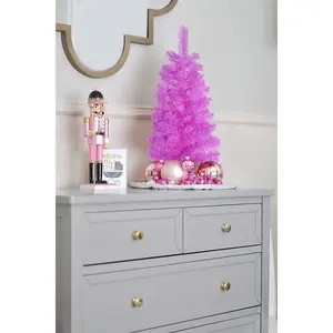 Pink Tabletop Christmas Tree with Stand Tree