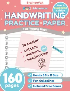 Handwriting Practice Paper for Young Kids to Master Letters, Numbers and Writing: Lined Practice Pages for Preschool, Pre-K, Kindergarten and Up w ... Cues for Early Writers - FLOWER EDITION