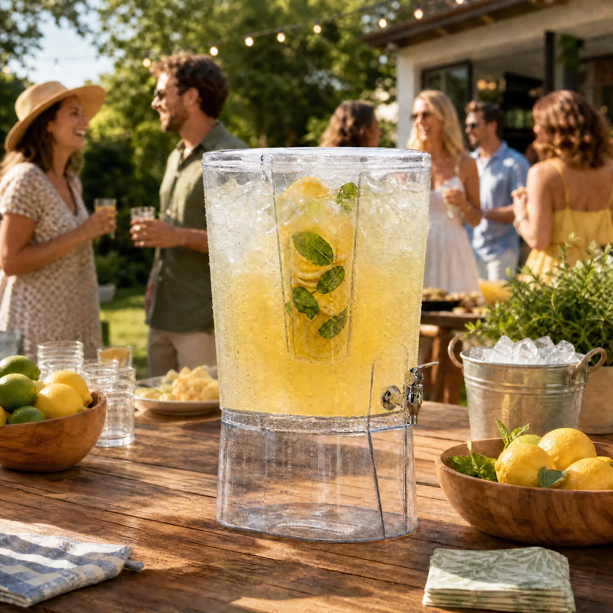 Lifewit 2.1 Gallon Drink Dispenser with Filter Column & Stand, BPA-Free Clear Beverage Container for Juice, Tea & Lemonade, 8L Capacity with Leak-Proof Spigot, Party-Ready Beverage Server