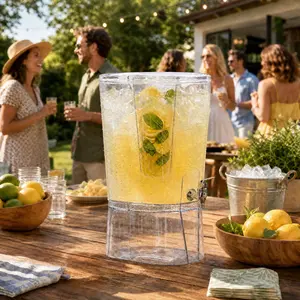Lifewit 2.1 Gallon Drink Dispenser with Filter Column & Stand, BPA-Free Clear Beverage Container for Juice, Tea & Lemonade, 8L Capacity with Leak-Proof Spigot, Party-Ready Beverage Server