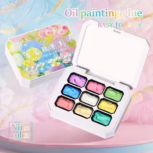 9-color summer romantic oil painting glue, dopamine color suit, durable solid gel oil, high gloss multi-color solid gel oil