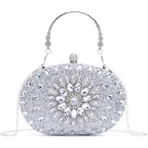 Women Rhinestone Evening Clutch Purse Bag Bling Glitter Sparkly Diamond Tote Bag Crystal Wedding Bag