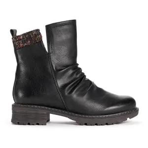 Muk Luks Women's Black Logger Banff Ankle Boot - Women's Casual Footwear with Polyurethane Construction, Memory Foam, Knit Accents, Walking Shoes Design