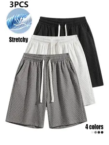Men’s solid pocket shorts, lightweight breathable shorts, stylish striped design, casual breathable comfortable shorts, suitable for daily leisure walks or exercise, running, and fitness training, men’s all-season shorts.
