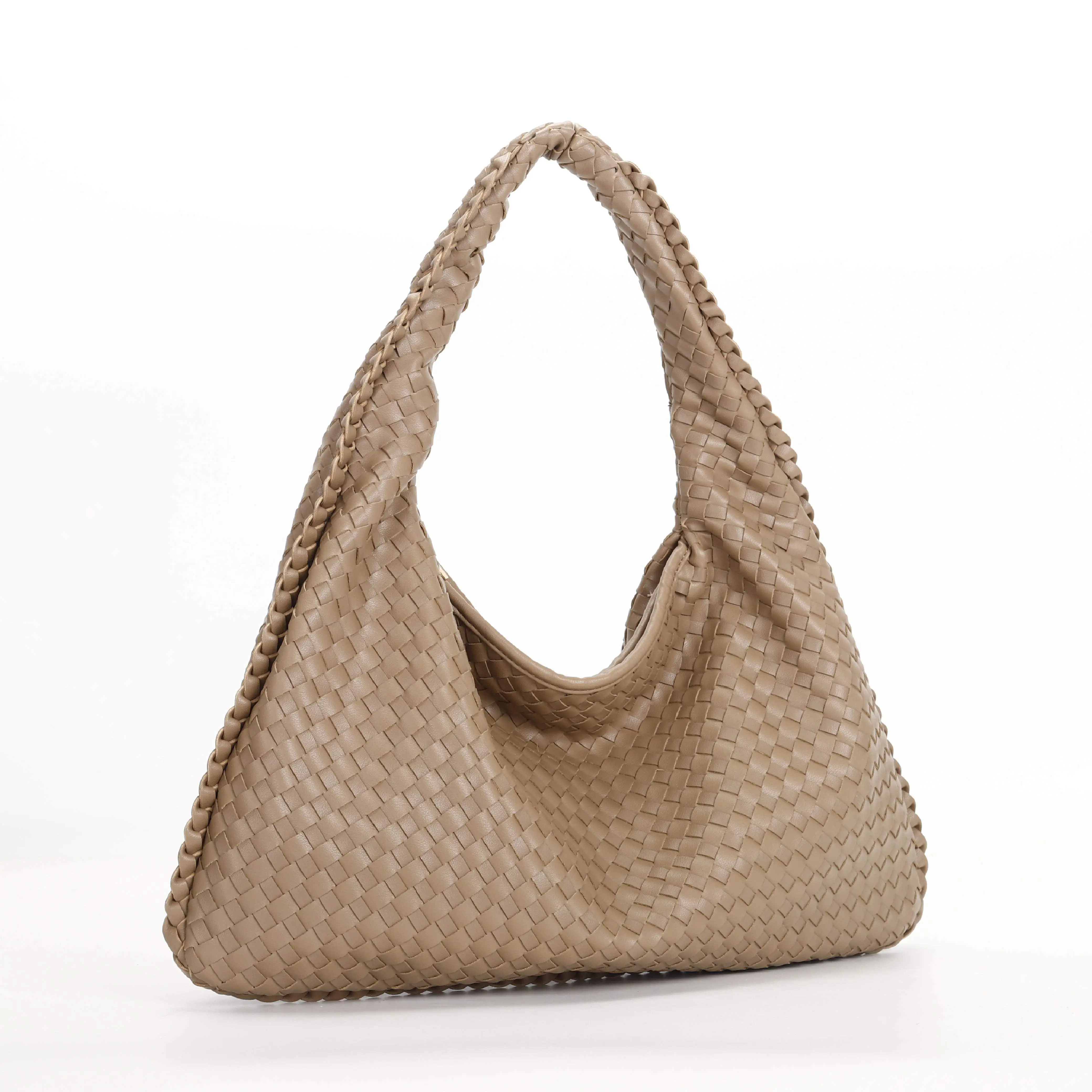 CALYX Angle Simple and Stylish Women's Woven Tote Bag - Slip On Closure, Vegan Leather Shoulder Bag for Work, Travel, Shopping and More - T3305