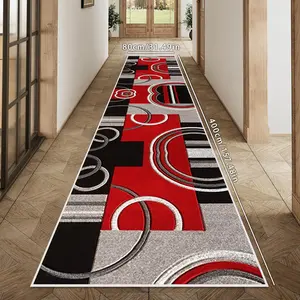 Modern Geometric Pattern Long Runner Rug, Soft Comfortable Washable Carpet for Hallway, Patio, Villa Entrance, Outdoor Camping & Picnic Use