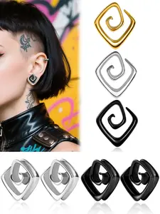 vanku 2pcs Snail Design Ear Expander Saddle Plugs, Stainless Steel Tunnels Gauges for Ears, Casual Style Body Piercing Jewelry, Ear Accessory, All Seasons