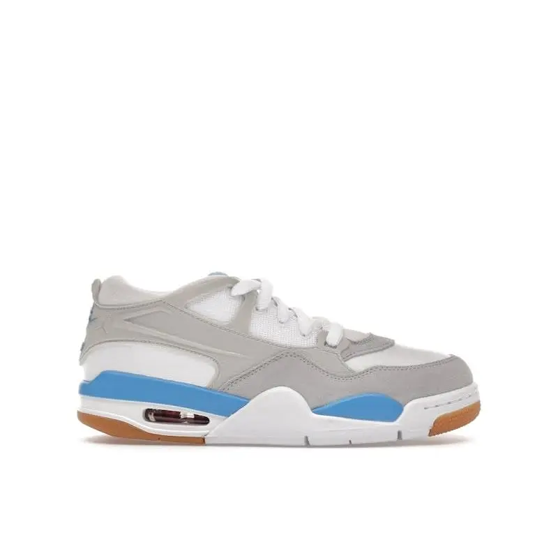 Jordan 4 RM White Legend Blue (GS) Kids Sneakers Classic Basketball Shoes Leather Upper Cushioned Midsole Rubber Outsole Low Top Athletic Footwear Retro Jordan Design Comfortable Everyday Lifestyle Shoes for Youth