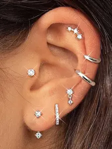 20Gauge Cartilage Earrings for Women Flat Back Hypoallergenic Surgical Steel Small Flatback Stud Hoop Cartilage Earring Stack Set Daith Conch Tragus Helix Piercing Jewelry Minimalist Jewelry