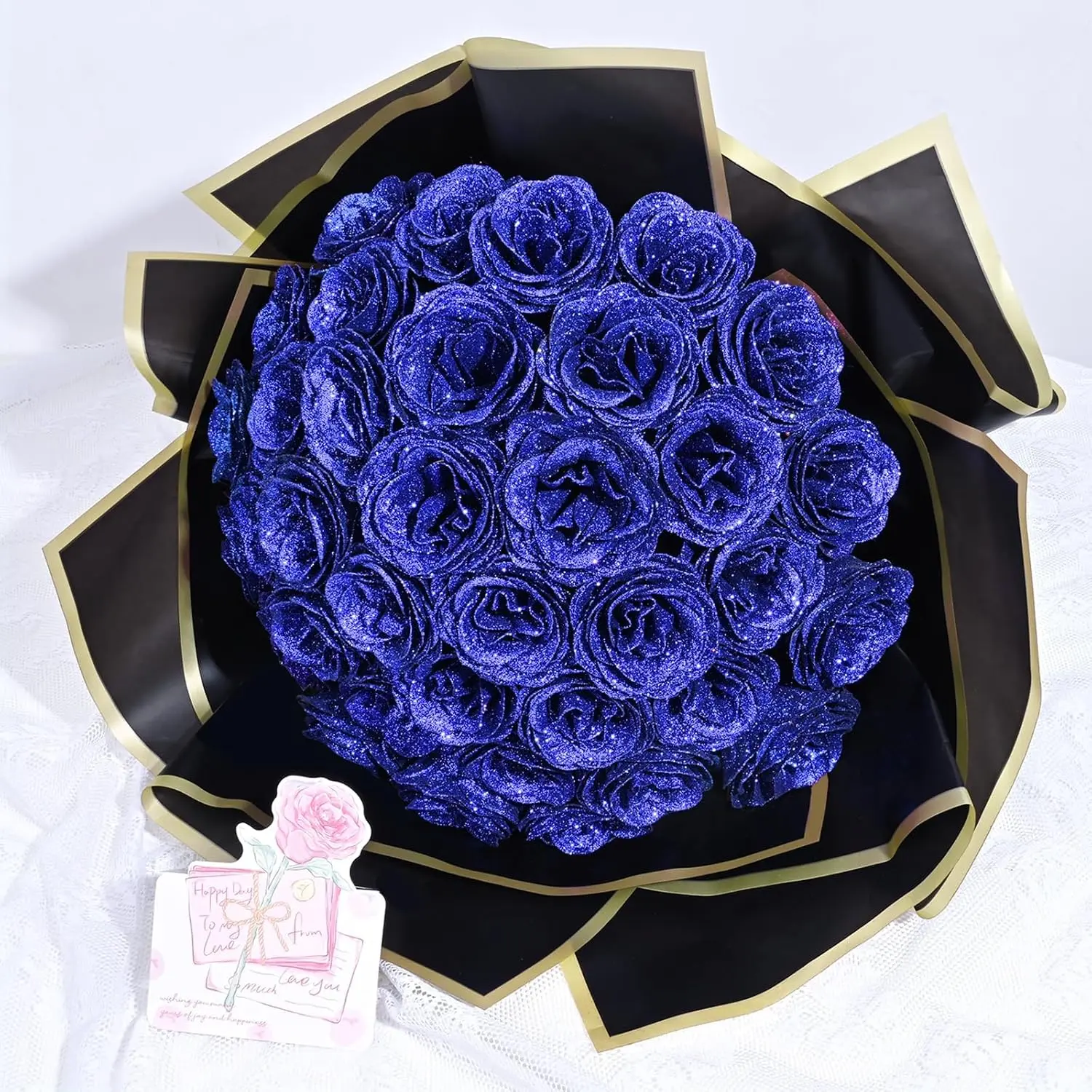 Glitter Roses Bouquet, Valentine's Day DIY Fake Glitter Flowers Bouquet, Mother's Day Artificial Blue Rose Bouquet, Christmas Decoration, Decorative Bouquet, Decorative Faux Flowers, Artificial Bouquets, Artificial Flower Decorations, Fake Floral Decor