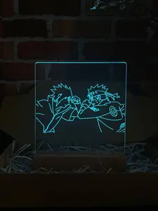 Naruto Anime Acrylic Plaque With Wood Stand - Naruto Uzumaki and Sasuke Uchiha
