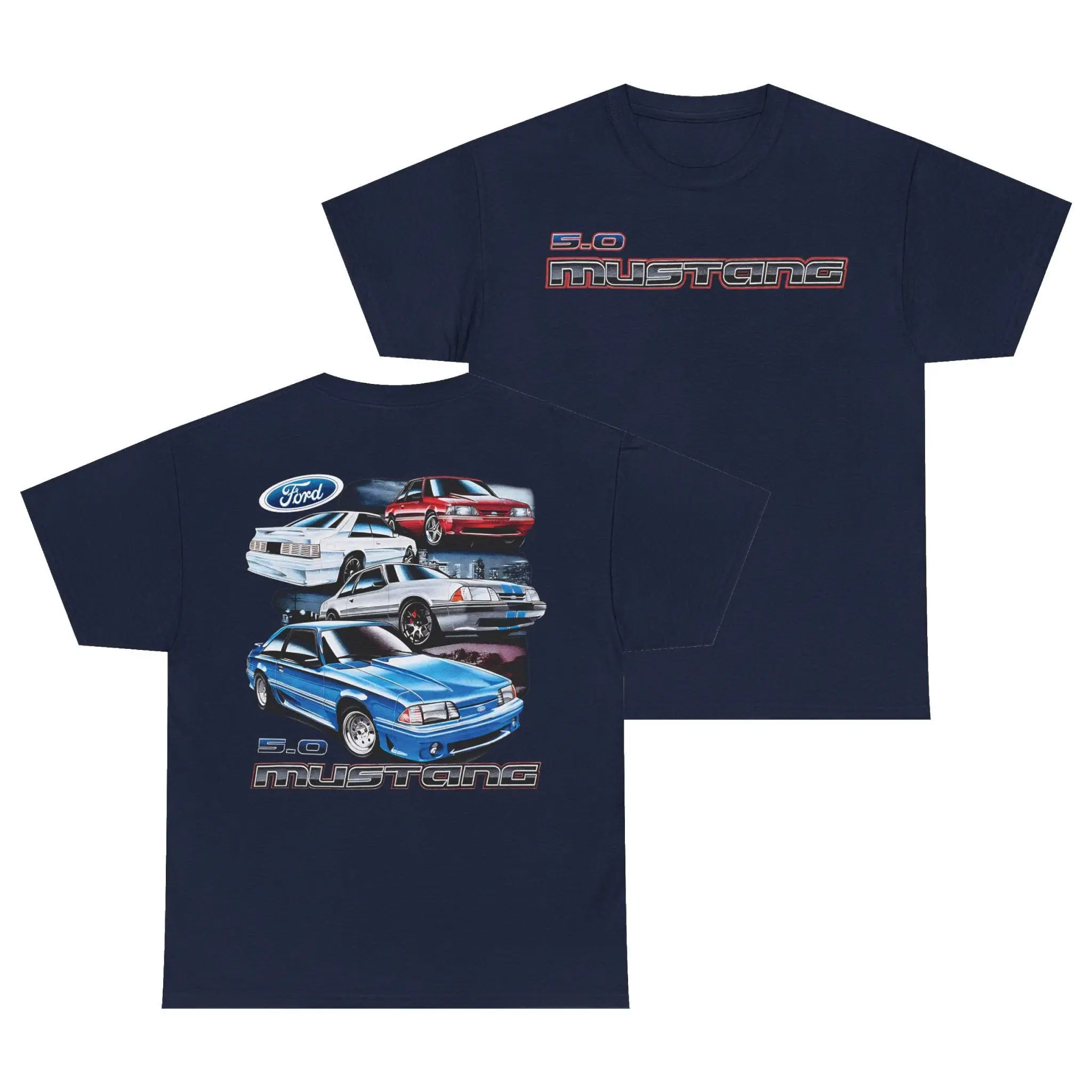 1979–1993 Ford Mustang 5.0 T-Shirt, Classic Foxbody Muscle Car Graphic Tee for Enthusiasts