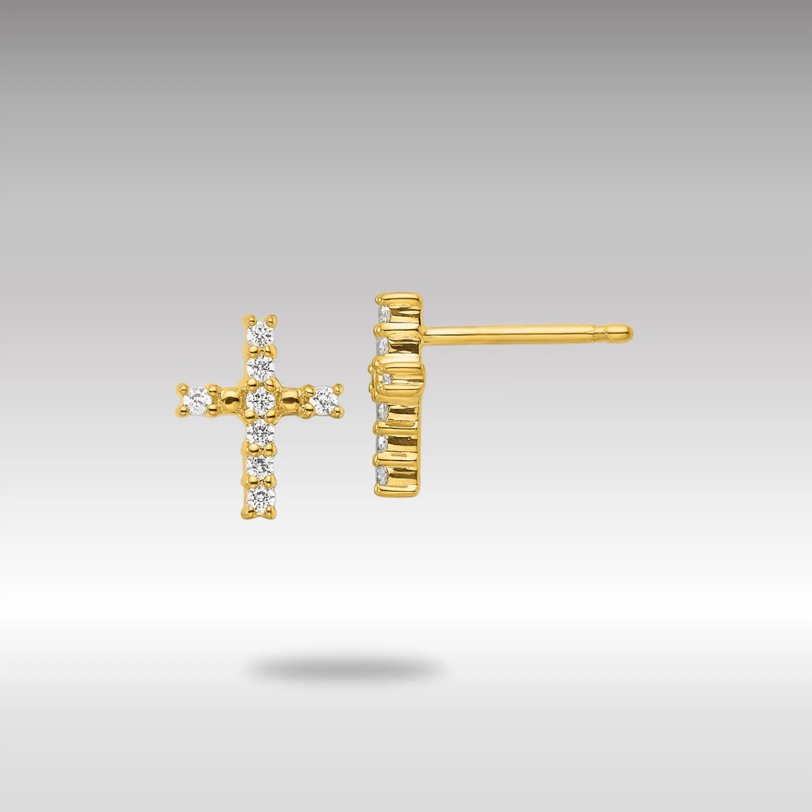 14K Gold Polished Diamond Cross Post Earrings - Model EM5533-015-YA