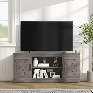 58'' Modern Farmhouse TV Stand for TVs up to 65", Natural Grey 58'' Modern Farmhouse TV Stand for TVs up to 65", Natural Grey