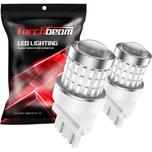 Torchbeam 3157 Red LED Tail Lights, Super Bright 3156 3056 3057 4157 4057 3457 Brake LED Bulbs, 3000 Lumens Brake Tail Parking Stop Lights Bulbs, Pack of 2