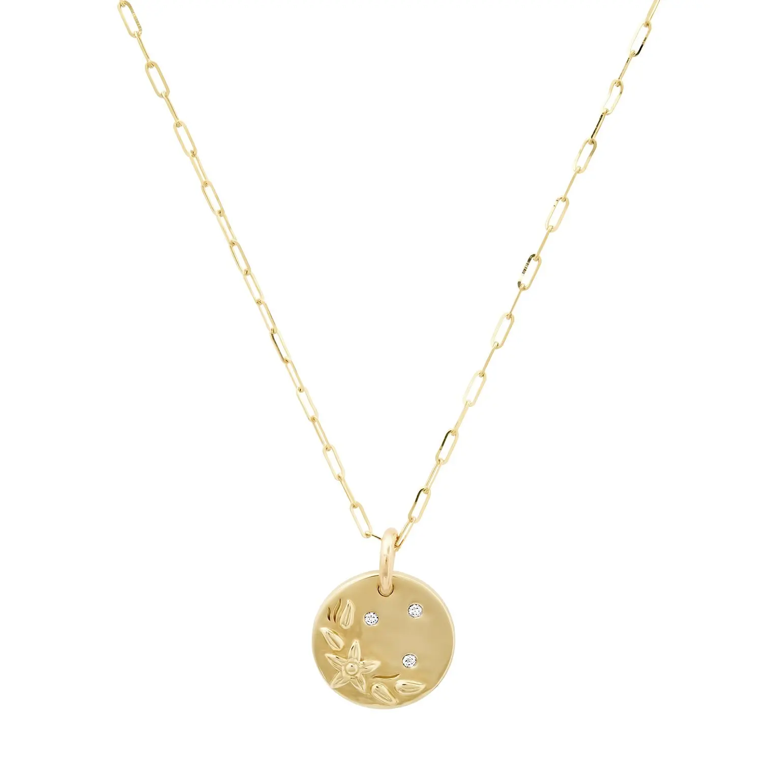 Mini 14k Diamond Flower Pendant Necklace