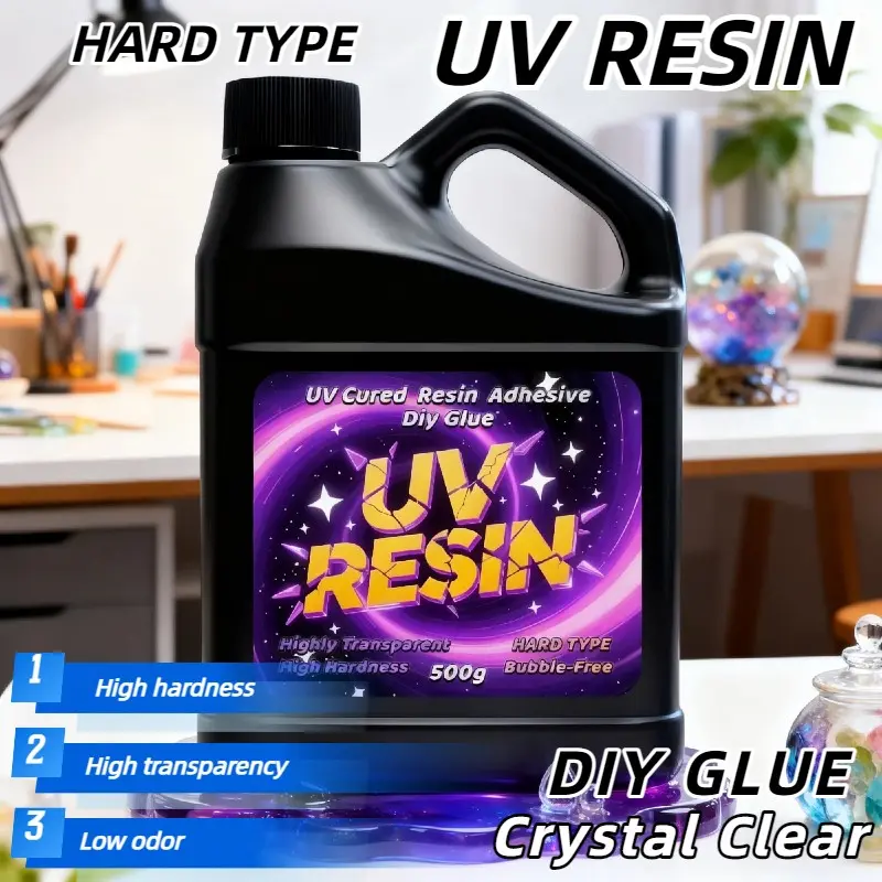 Handmade UV Resin Set, 500g Transparent Hard Resin, Low Viscosity No Shrink Formula, Handmade Beading Material, Perfect for Making Pendants, Charm Necklaces