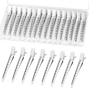 Gingbiss 24 Pcs Duck Billed Hair Clips for Styling Sectioning, 3.5 Inch Metal Alligator Hair Clips for Women, Pin Curl Clips for Hair Roller,Salon,Bows DIY, Silver