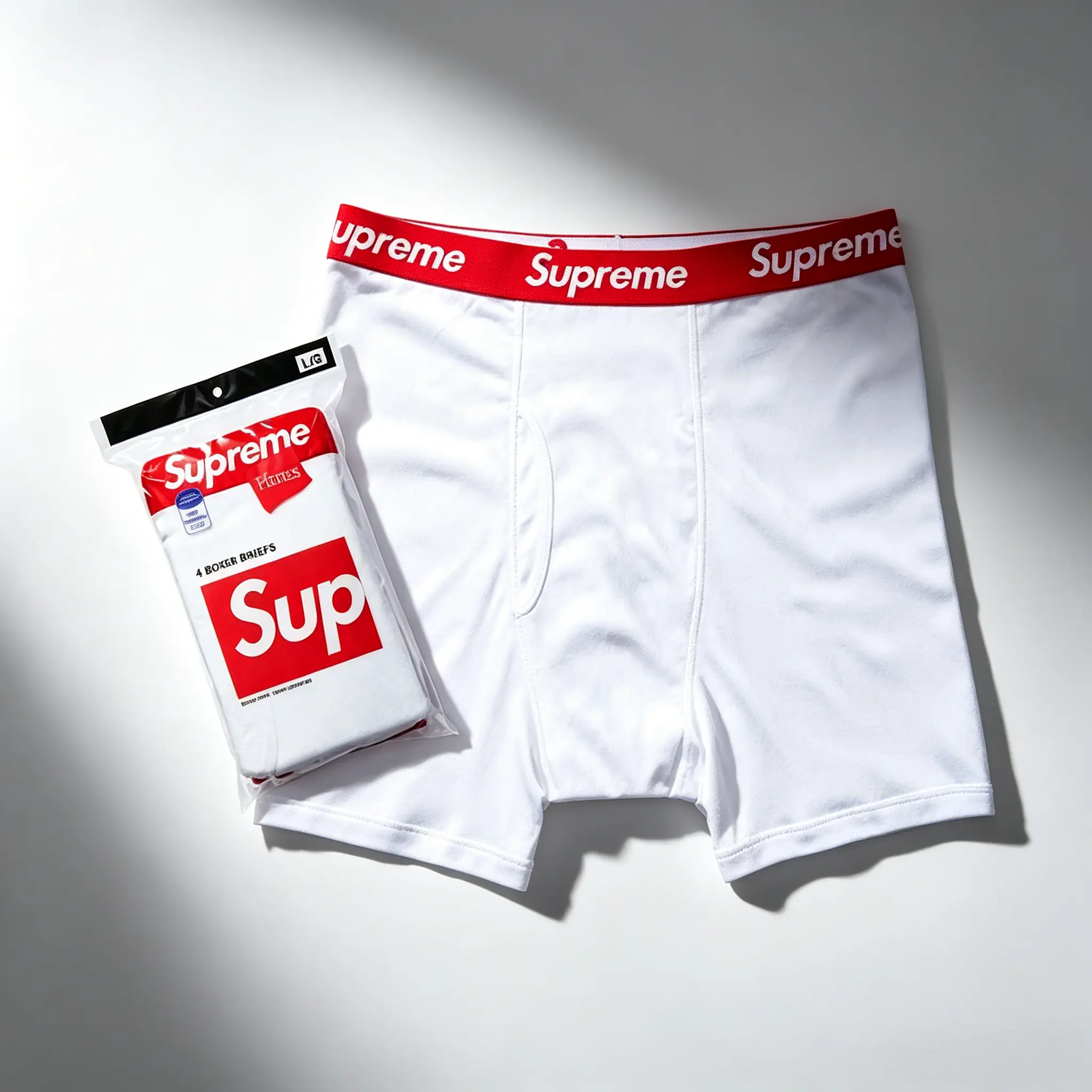 Menswear Stylish Assortment Set Men's Classic Supreme Week 1 x Hanes Boxer Briefs (4-Pack) - Black, White
