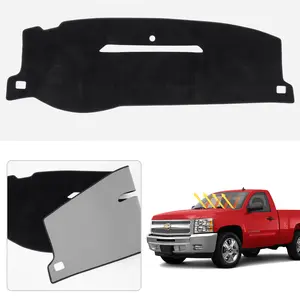 Custom Fit Dash Mat for 2007-2014 Chevy Tahoe Suburban Avalanche & GMC Yukon XL 2007-2013 Chevy Silverado LTZ GMC Sierra SLT DENALI UV Protection Non-Slip Velvet Cover No Speaker One Glove Box