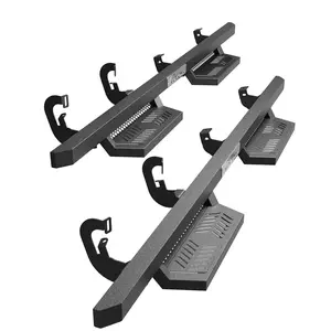 GARVEE Running Boards Drop Side Steps for 2007-2018 Chevy Silverado GMC Sierra 1500 Crew Cab; 2007-2019 2500 3500HD Crew Cab, Textured Black Truck Nerf Bars