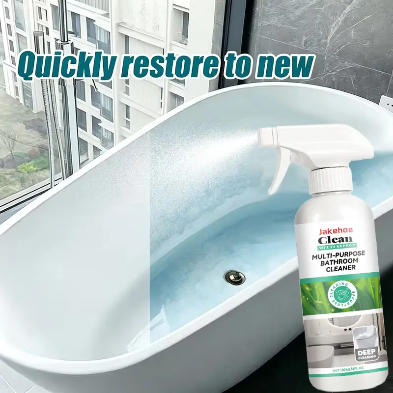 Jakehoe 120ml Bathroom Cleaner – Ceramic & Toilet Cleaner / Yellowing Stain Remover. Non-toxic, powerful cleaning formula. Safe for use on bathrooms, kitchens, floors, toilets, sinks, stainless steel, and metal alloys.