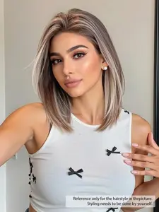 12 Inch Short Straight Wigs for Women, Gorgeous Fluffy Wigs without Bangs, Synthetic Lace Front Wigs for Party, Daily Use, Bob Cut Wig, Bob Hair Wig