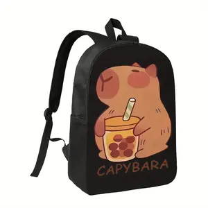 A Adorable Capybara Tea Time 1 1 4xx backpack for school Fashionable Polyester Printed Backpack Simple and Elegant, for Teenager