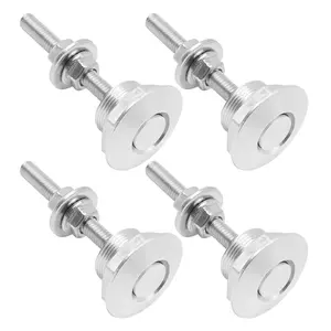 4Pcs Universal Aluminum Quick-Release Lock Latches, 1.25-Inch Diameter Silver Vehicle Fasteners for Bumper, Hood and License Plate