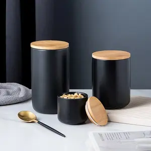 Ceramic Storage Jar with Lid, Food & Grain Container, Candy Coffee Tea Box, Kitchen Organizer, Modern Organizer Containers, Three Sizes Available