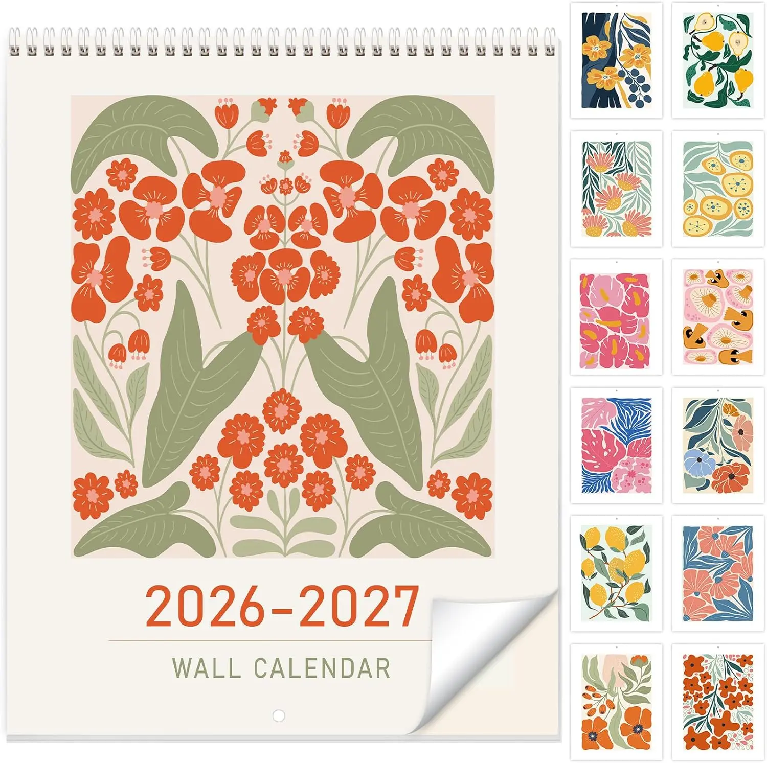 Guasslee Wall Calendar 2026-2027, Vertical Calendar Wall 2026, 18-Month Aesthetic Calendar From 2026 Jan-2027 Jun, 28" X 11" Monthly Planner Wall With Thick Paper, Floral Design for Home Office