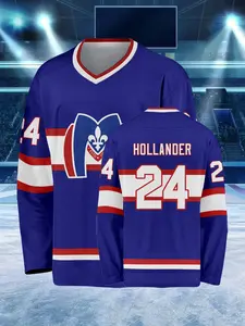 Heated Rivalry Blue Ice Hockey Jersey #24, Hollander Classic Print, Quick-Dry Breathable, Unisex, for TV Series Fans, Both Sports Training and Everyday Wear, Athletic Shirt