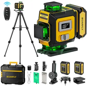 【FathersDayGift】SOARFLY X16 Laser Level with Tripod, 4x360° Self Leveling Line Laser, 16-Line Green Laser, Cross Lines Tool with 2 Batteries for Tile, Picture Hanging, Home Renovation