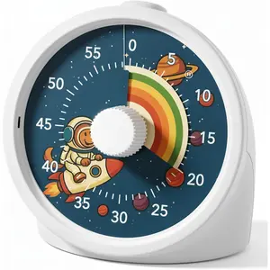 Visual Timer with Pause Button, 60 Minute Countdown Rainbow Timer for Kids and Adults with Silent, Study and Meetings Time Management Tool, for Home, Office and Gift, Rocket