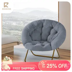 RIMIKING Faux Fur Saucer Chair, Cozy Comfort, Full Filling, Sturdy Metal Frame, Anti-Slip Design, C-YL38IN
