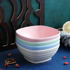 4pcs Square Plastic Cereal Bowls, Reusable Snack Bowls for Kitchenware Tableware, Microwave and Dishwasher Safe, Ideal for Soup, Oatmeal, Noodles, RV, Camping, Dorms, Plastic Bowl Set