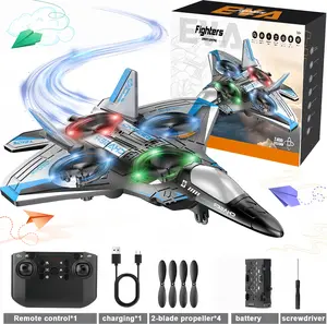 [SpringGlow-Up]EVA remote control flying toys Plane,Fighter Jet Helicopter RC Plane Drones for Kids,Airplane Aircrafts for Boys and Girls Jet RC Helicopter Drone Lights Altitude Hold 360° Flip 1 Rechargeable Batteries Easter Toy,control plane fighter jet