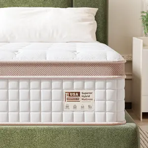 FlexPedic 12-14 Inch Extra Firm Hybrid Mattress, Queen/King, Gel Memory Foam & Pocket Springs for Pressure Relief & Motion Isolation, Fiberglass-Free