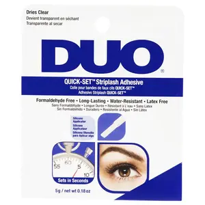 DUO Quick-Set Strip Lash Adhesive – Clear, Waterproof, Long-Lasting Lash Glue, Fast-Drying for False Lashes, 0.18 oz, 1-Pack Eyelash
