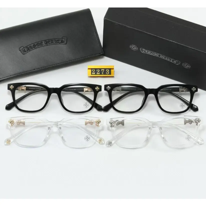 Luxury Black Gold Square Eyeglasses for Men & Women | Premium Fashion Optical Frames | Designer Style Unisex Glasses with Cross Detail & Leather Case | Stylish Gift for Him & Her