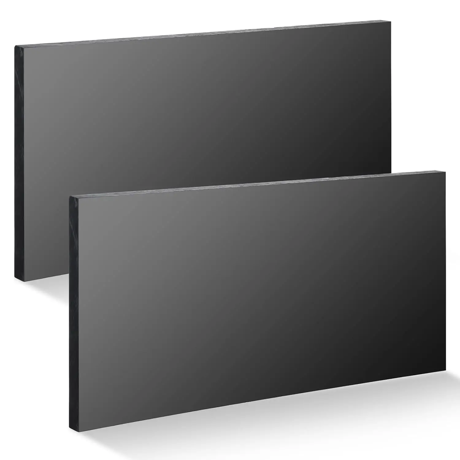 Black 2-Piece Impact-Resistant HDPE Plastic Sheet Pack, 1/2" Thick 6x12 in High-Density Polyethylene Solid Block for DIY Machining & Home Improvement Projects, Set Pack
