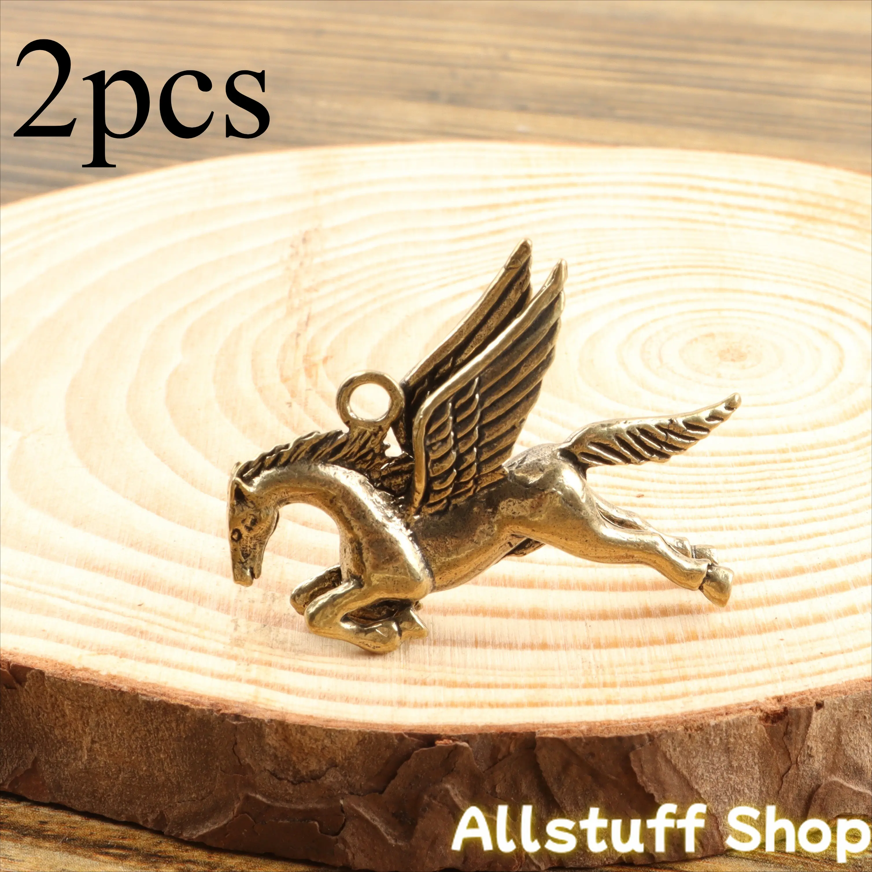 Men's 2-Piece Solid Brass Keychain Set - Zodiac Pegasus Winged Horse Shape, Chain-Attached Luggage & Bag Accessory, Fashionable DIY Bag Accessories for Everyday Use
