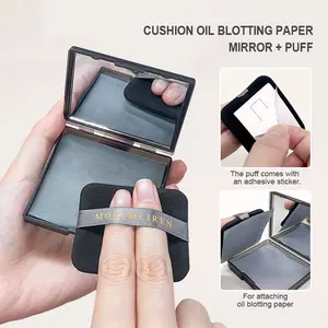 Facial Oil Absorbing Makeup Paper with Mirror, Portable Velvet Oil Control Pad, Summer Use, Includes Powder Puff, Ideal for Outdoors, Cosmetics Accessories