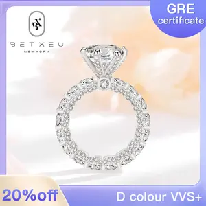 33 [BETXUE B42] Snow Queen II Synthetic Moissanite Ring 4CT