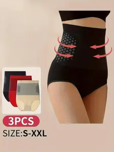 3-Pack Invisible Waist Cinching Shapewear Panties, Lightweight Butt Lifting Bodycon Triangle Shorts, Warm Uterus Short Pants, Anti-Roll Edge, Womenswear