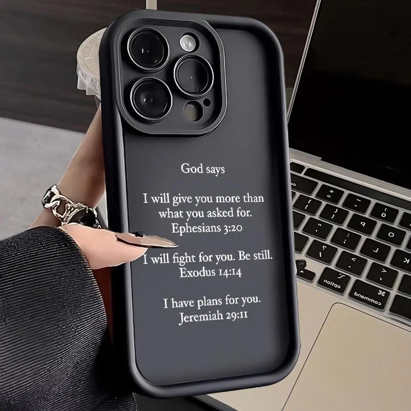 God Prayer Promise Soft Silicone Protective Cellphone Case for iPhone 17 Air,16 Pro Max,15 Plus,16,14,13,12,11,XS,XR,Mini - Full Body Protection,Non-Slip,Durable Mobile Phone Accessories