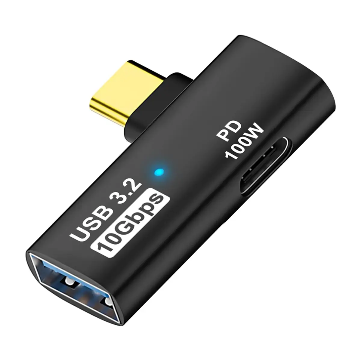 2-In-1 Design Aluminum USB C to USB 3.2 Adapter, 100W Charging Port, 10Gbps Data Transfer Thunderbolt 4/3 OTG Converter for ROG Ally, iPad, Quest 2, Black (Car Exterior Accessory Compatible), 1 Usb C To Usb 3.2 Adapter